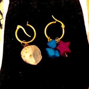 Italian sea scape clasp on large ear huggies